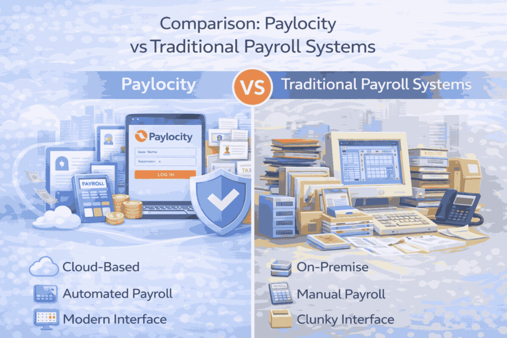 Comparison Paylocity vs Traditional Payroll Systems